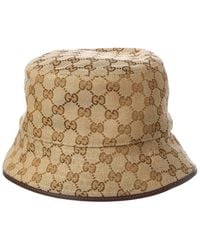 Gucci - Gg Canvas & Leather Bucket Hat - Lyst
