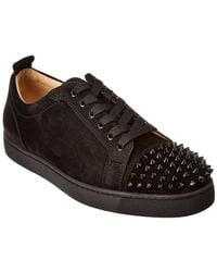 Christian Louboutin Louis Junior Studded Suede Sneakers - Black