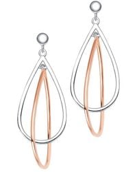 Genevive Jewelry - Two-tone Cz Dangling Earrings - Lyst