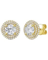 Diana M. Jewels - Diana M. 14K 4.00 Ct. Tw. Lab-Grown Diamond Halo Earrings - Lyst