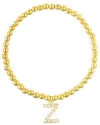 Adornia - 14K Plated Pearl Initial Bead Stretch Bracelet - Lyst