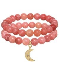 Rachel Reinhardt Jewelry - 14k Plated Jasper Cz Moon Pendant Bracelet - Lyst