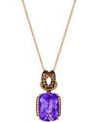 Le Vian - Le Vian 14K Rose 5.82 Ct. Tw. Diamond & Amethyst Royal Blues Pendant Necklace - Lyst