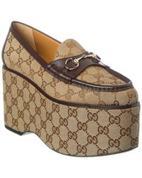Gucci - Horsebit GG Canvas & Leather Platform Loafer - Lyst