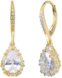 Genevive Jewelry - 18k Over Silver Cz Drop Earrings - Lyst