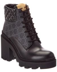 Gucci - Gg Leather Boot - Lyst