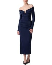 Carolina Herrera - Off Shoulder Ruched Midi Dress - Lyst