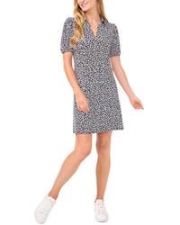 Cece - Puff Sleeve Polo Knit Dress - Lyst
