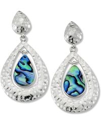 Samuel B. - Silver Abalone Hammered Drop Earrings - Lyst