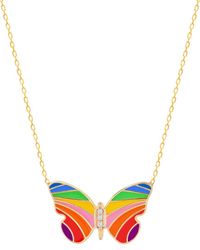 Gabi Rielle - Modern Touch Collection 14k Over Silver Cz Rainbow Butterfly Love Necklace - Lyst