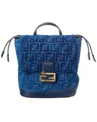 Fendi - Ff Flocked Denim & Leather Backpack - Lyst