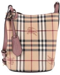 Burberry - Lorne Bucket Bag Haymarket Coated Small (authentic Pre-loved) - Lyst