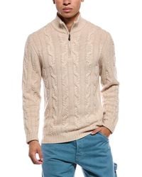 N.Peal Cashmere - Textured Cable 1/2-Zip 100% Cashmere Mock Neck Sweater - Lyst