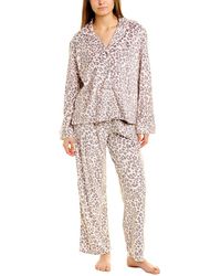 Donna Karan Sleepwear 2pc Signature Pajama Top & Pant Set - Brown