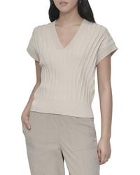 DKNY - Rib V-Neck Sweater - Lyst