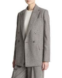 Vince - Houndstooth Double Breasted Wool-Blend Blazer - Lyst