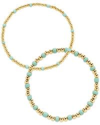 Sterling Forever - 14k Plated Misty Beaded Set Of 2 Stretch Bracelet - Lyst