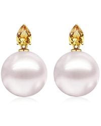 Kai Fine Jewelry - 14K 0.70 Ct. Tw. Citrine & 12-13Mm Pearl Drop Earrings - Lyst