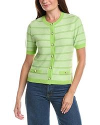 St. John - Striped Wool-Blend Cardigan - Lyst