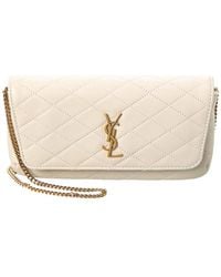 Saint Laurent - Gaby Chain Quilted Leather Phone Holder - Lyst