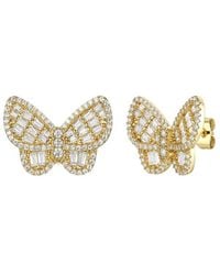 Genevive Jewelry - 14k Over Silver Cz Cluster Butterfly Studs - Lyst