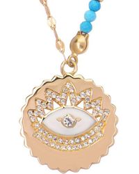 Gabi Rielle - Love Is Declared 14k Over Silver Turquoise Crystal Evil Eye Medallion Necklace - Lyst