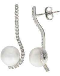 Pearls - Imperial Silver 9-10mm Freshwater Pearl Earrings - Lyst