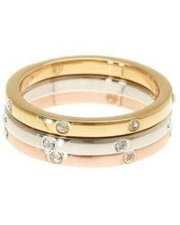 Adornia Gold & Rhodium Plated Crystal Set Of Rings - White