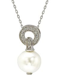 Suzy Levian - Silver 0.15 Ct. Tw. Sapphire & 10mm Pearl Necklace - Lyst