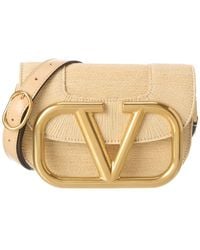 Valentino Supervee Small Raffia Shoulder Bag - Natural