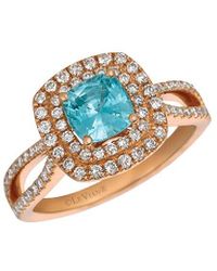 Le Vian - Le Vian 14k Strawberry Gold 1.76 Ct. Tw. Diamond & Blue Zircon Ring - Lyst