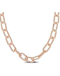 Italian Silver - 18k Rose Gold Over Paperclip Chain Necklace - Lyst
