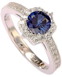 Suzy Levian - Silver Diamond & Sapphire Ring - Lyst