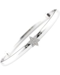 Diamond Select Cuts - Silver 0.09 Ct. Tw. Diamond Star Of Davic Bangle Bracelet - Lyst
