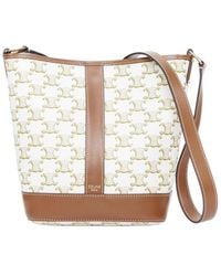 Celine - Triomphe Canvas & Calfskin 2021 Small Bucket Bag T (Authentic Pre-Loved) - Lyst
