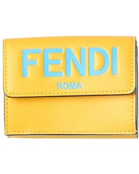 Fendi Micro Trifold Leather French Wallet - Yellow
