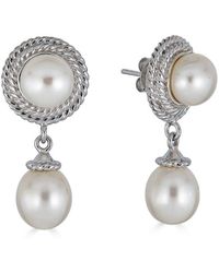Belpearl - Silver 8.5-8mm Freshwater Pearl Earrings - Lyst