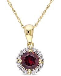 Rina Limor - 10k 1.08 Ct. Tw. Diamond & Garnet Pendant Necklace - Lyst