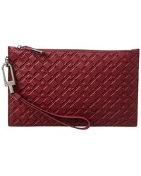 Versace Greek Key Leather Pouch - Red