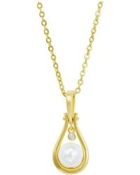 Savvy Cie - 14K Plated 6.00Mm Pearl Cz Pendant Necklace - Lyst