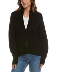 Forte - Rib Zip Mock Neck 100% Cashmere Cardigan - Lyst