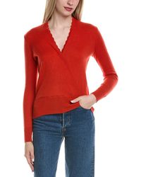 Sofiacashmere - Modern Faux Wrap Wool & Cashmere-Blend Sweater - Lyst