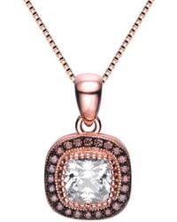 Genevive Jewelry - 18k Rose Gold Plated Cz Pendant - Lyst