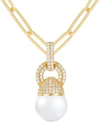 Splendid - 12Mm Pearl Cz Plated Pendant - Lyst