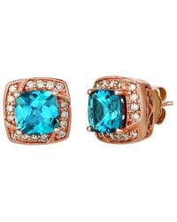 Le Vian - Deep Sea Topaz 14K Rose 3.26 Ct. Tw. Diamond & London Topaz Stud Earrings - Lyst