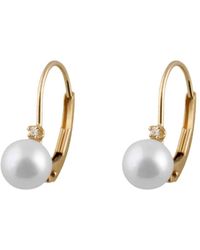 Splendid - Splendid 14k 0.02 Ct. Tw Diamond & 5-6mm Freshwater Pearl Earrings - Lyst