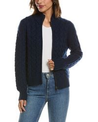 Forte - Cable Zip Mock Neck 100% Cashmere Cardigan - Lyst