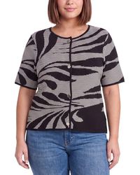 Anne Klein - Plus Floral Short Sleeve Cardigan - Lyst