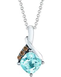 Le Vian 14k 0.73 Ct. Tw. Diamond & Aquamarine Pendant Necklace - Blue