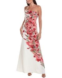 Badgley Mischka - Floral Placement Strapless Column Gown - Lyst